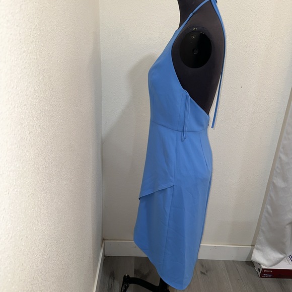 Alice + Olivia Kristy Halter High Low Dress Blue Size 6 Open Back Sleeve Less - Picture 5 of 10